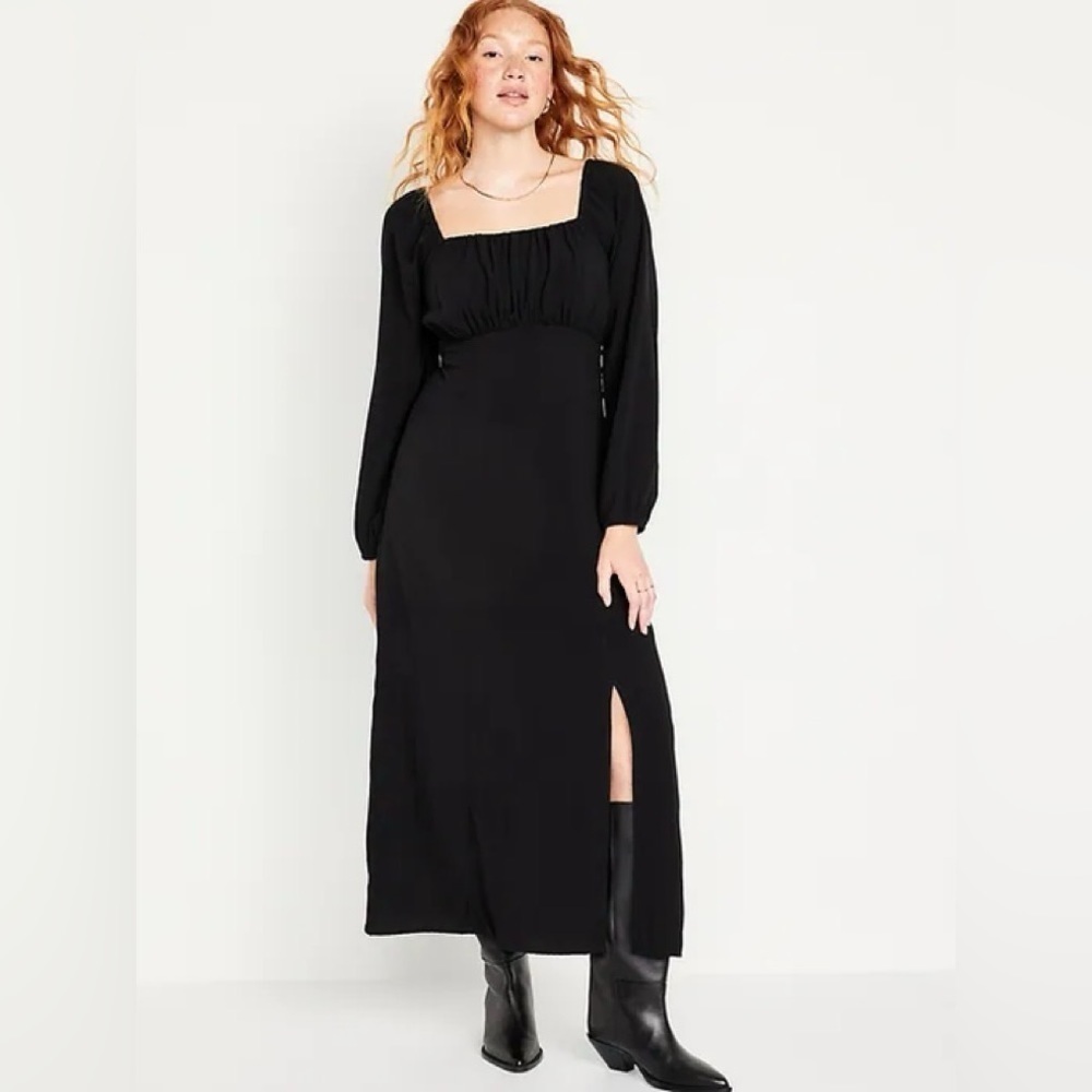 NEW! Black Waist-Defined Square-Neck Maxi Dress - Multiple Sizes 🫐 #753030 - Picture 2 of 9